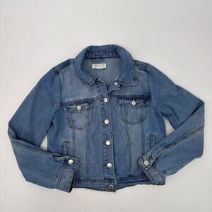 Ci Sono Denim Collection Medium Wash Button Up Jean Jacket Womens M Long Sleeve
